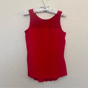 New York & Company Chic Red Lace Women's sleeveless blouse size XS